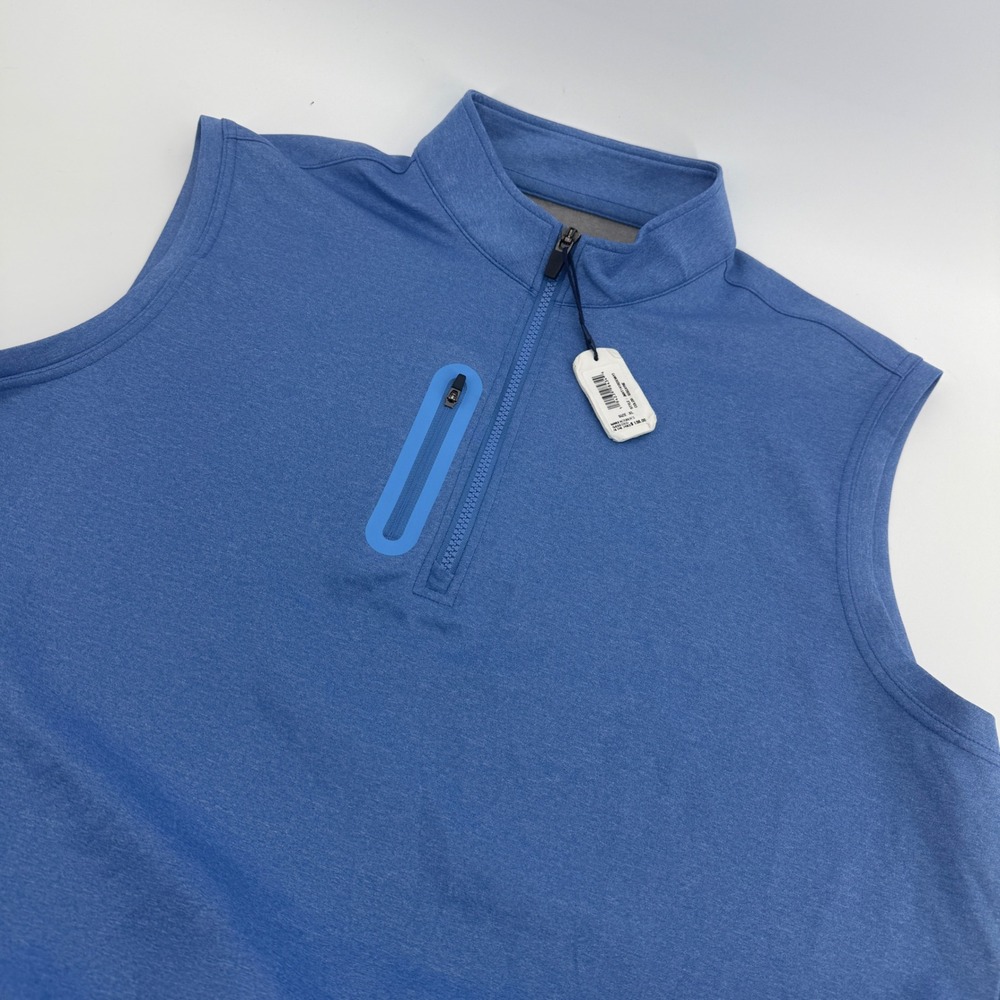 Johnnie-O Denny Quarter Zip Vest Mens XL Biscayne Blue JMVT1410 NWT